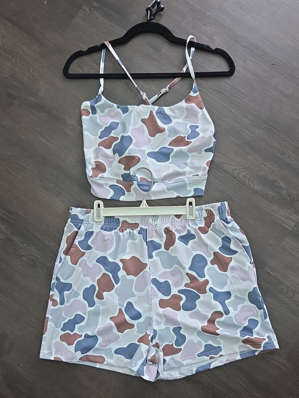Two-Piece Cami & Shorts Set in Pastel Camouflage